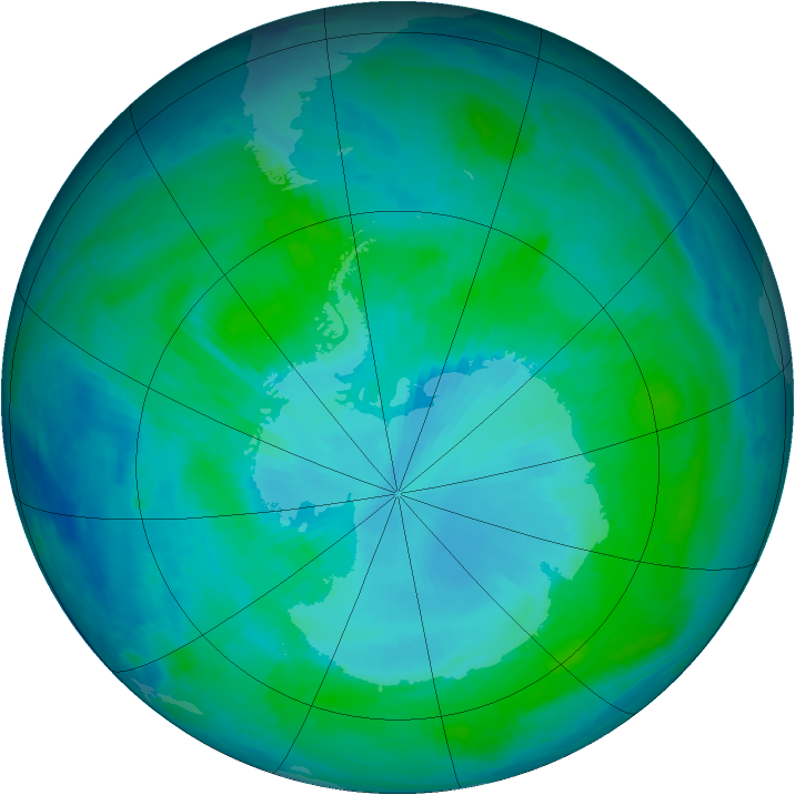 Antarctic ozone map for 25 January 2000